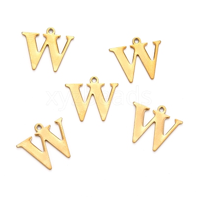 Ion Plating(IP) 304 Stainless Steel Alphabet Charms STAS-H122-W-G-1