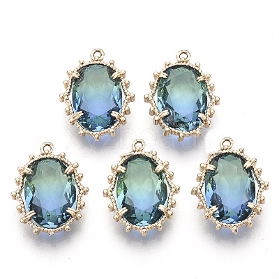 Transparent Faceted Glass Pendants GLAA-R212-04B-1
