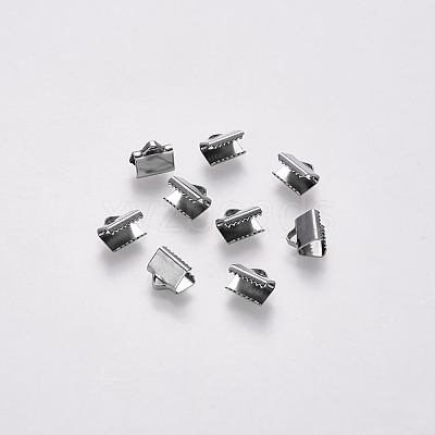 Tarnish Resistant 304 Stainless Steel Ribbon Crimp Ends STAS-S112-001B-P-1