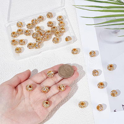 40Pcs Brass Rhinestone Beads RB-UN0001-21-1