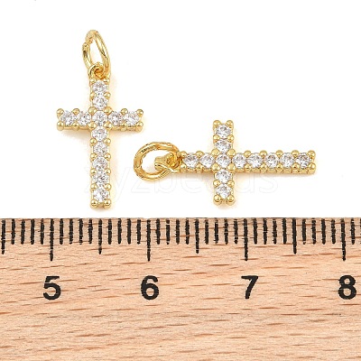 Brass Micro Pave Clear Cubic Zirconia Pendants CU-CBA3D67-04G-1