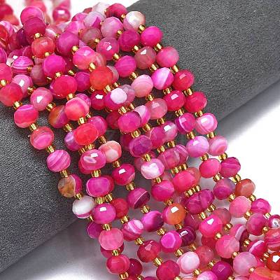 Natural Dyed Banded Agate Beads Strands G-K389-E40-01-1