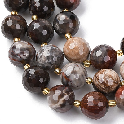 Natural Petrified Wood Beads Strands G-C249-A24-16MM-1