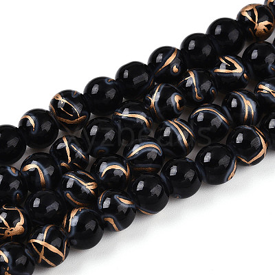 Baking Paint Glass Beads Strands DGLA-N010-8mm-10-1