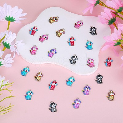 30Pcs 6 Colors Alloy Enamel Pandants ENAM-SZ0004-18-1