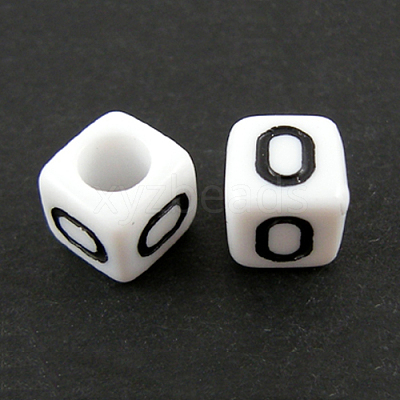 Letter Acrylic European Large Hole Beads X-OPDL-R050-10mm-O-1