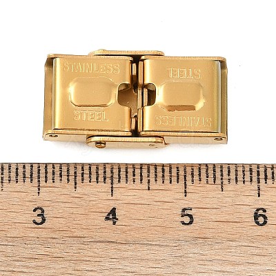 Ion Plating(IP) 201 Stainless Steel Watch Band Clasps STAS-C006-1-02G-1