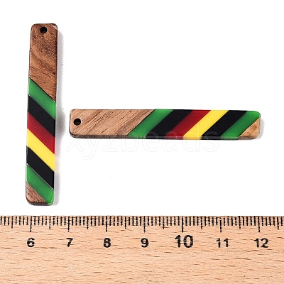 Jamaican Colour Epoxy Resin & Walnut Wood Pendants RESI-N039-122D-1