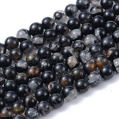 Natural Black Tourmaline Beads Strands G-F666-05A-6mm-1