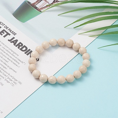 Natural Fossil Bead Stretch Bracelets BJEW-K212-C-015-1