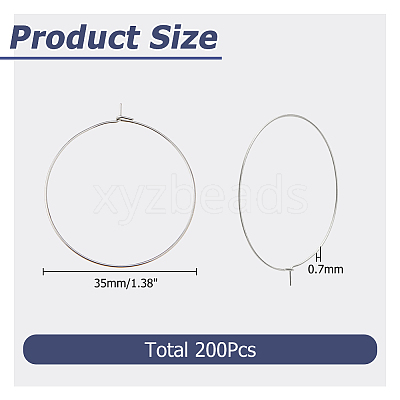 200pcs 316 Surgical Stainless Steel Hoop Earring Findings STAS-HS0001-26B-1
