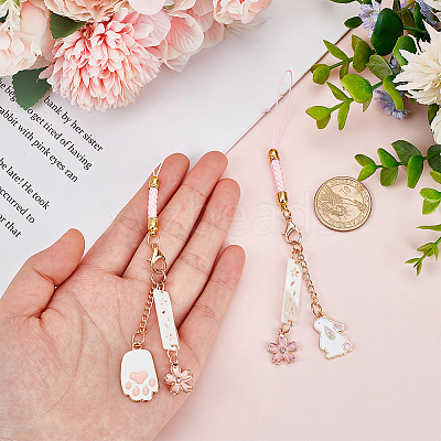 4Pcs 2 Styles Cute Japanese Cherry Blossom Pendant Decorations HJEW-OC0001-27-1