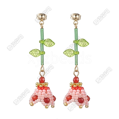 Dyed Natural Agate Dangle Stud Earrings EJEW-FS00085-1
