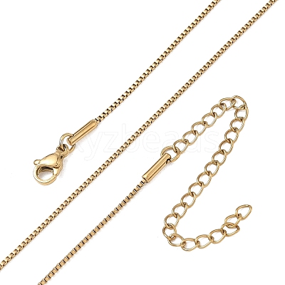 10Pcs 1MM 304 Stainless Steel Box Chain Necklaces NJEW-G203-07G-1