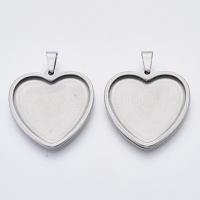Non-Tarnish 201 Stainless Steel Pendant Cabochon Settings STAS-R101-02-1