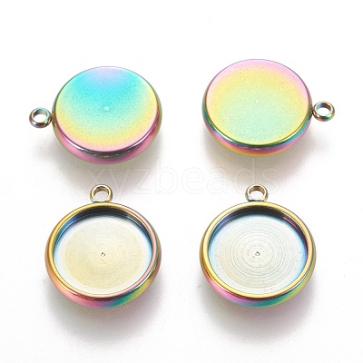Ion Plating(IP) 304 Stainless Steel Pendant Cabochon Settings STAS-K202-03E-M-1