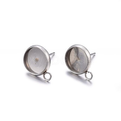 Non-Tarnish 304 Stainless Steel Stud Earring Settings X-STAS-H467-08P-12mm-1