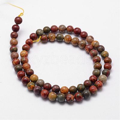 Natural Polychrome Jasper/Picasso Stone/Picasso Jasper Bead Strands G-D840-85-10mm-1