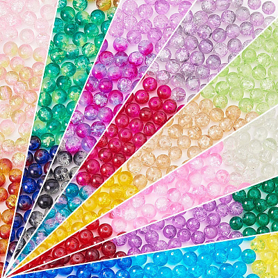 Spray Painted Crackle Glass Beads CCG-PH0002-01-8mm-1