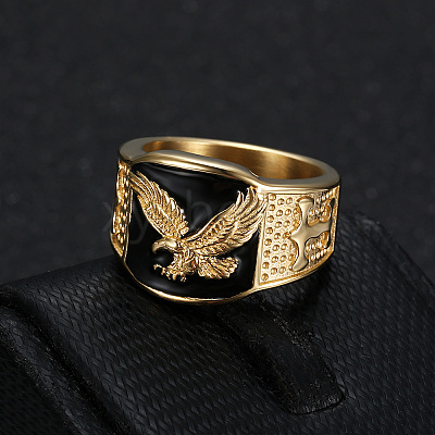 304 Stainless Steel and Enamel Finger Rings for Men FS-WG4515C-02-1