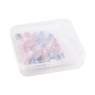 32Pcs 8 Colors Handmade Luminous Inner Flower Lampwork Beads LAMP-FS0001-34-1