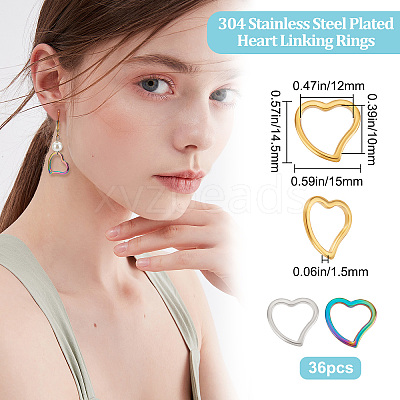 36Pcs 3 Colors 304 Stainless Steel Linking Rings STAS-BBC0001-93-1