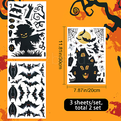 2 Sets PVC Plastic Window Sticker Decorations DIY-GF0005-66A-1