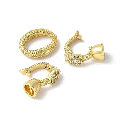 Brass Micro Pave Clear Cubic Zirconia Fold Over Clasps KK-M320-11G-1