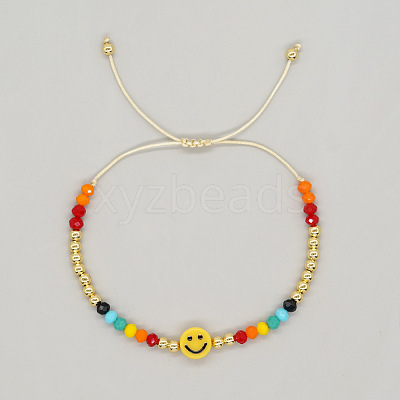 Acrylic Beads Braided Bead Bracelets KG4312-2-1