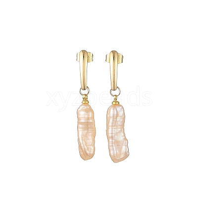 304 Stainless Steel Stud Dangle Earrings with Natural Baroque Keshi Pearls EJEW-JE07339-1