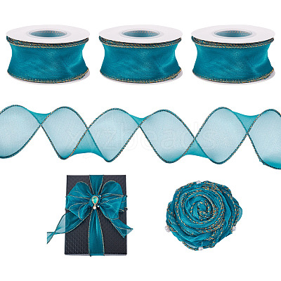 3 Rolls Polyester Organza Ribbons SRIB-TA0001-26B-1