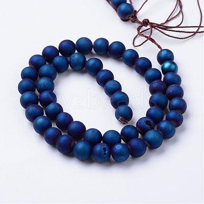 Electroplated Natural Druzy Geode Agate Bead Strands G-R345-8mm-57-1