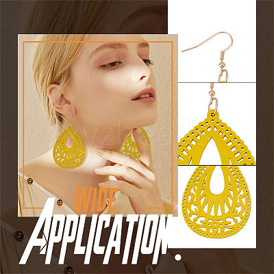 4 Pairs 4Colors Wood Dangle Earrings for Women EJEW-AN0003-93-1