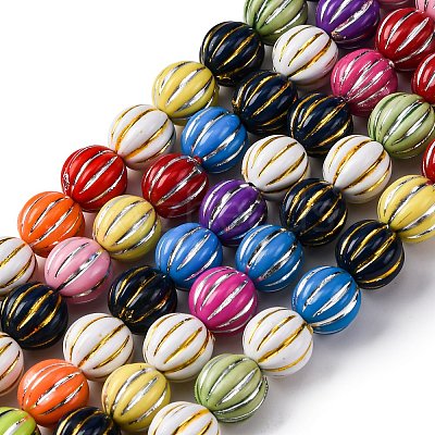 Grooved Resin Beads Strands RESI-M023-01G-G-1