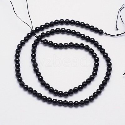 Natural Black Tourmaline Round Bead Strands X-G-I160-01-4mm-1