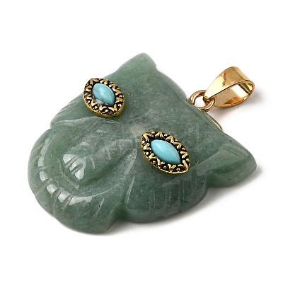 Natural Green Aventurine & Synthetic Turquoise Pendants G-Z090-02G-02-1