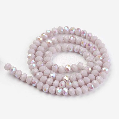 Electroplate Opaque Solid Color Glass Beads Strands EGLA-A034-P4mm-L08-1