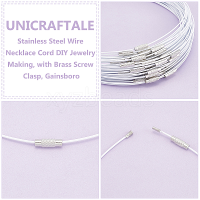 60Pcs Stainless Steel Wire Necklace Cord DIY Jewelry Making TWIR-UN0001-14-1