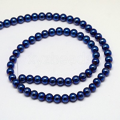 Electroplate Non-magnetic Synthetic Hematite Beads Strands G-J169A-4mm-03-1