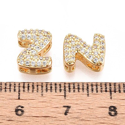 Brass Micro Pave Clear Cubic Zirconia Beads KK-T071-17G-Z-1