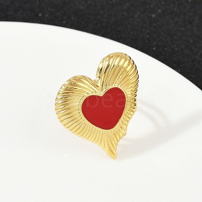 Heart 304 Stainless Steel Enamel Finger Rings for Women RJEW-G355-09G-02-1