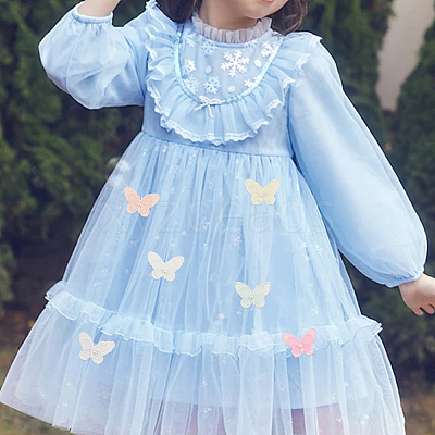 36Pcs 6 Colors Polyester Butterfly Lace Appliques DIY-FG0005-69-1