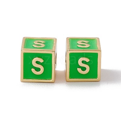 Rack Plating Brass Enamel Beads KK-B060-04G-02S-1