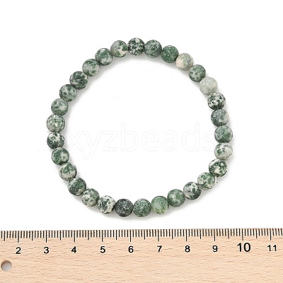 Natural Green Spot Jasper Bead Stretch Bracelets BJEW-K212-A-017-1