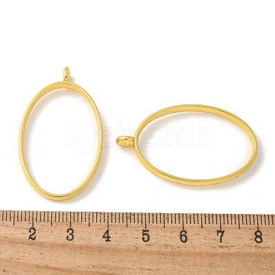 Rack Plating Alloy Oval Open Back Bezel Pendants X-PALLOY-S047-26E-FF-1