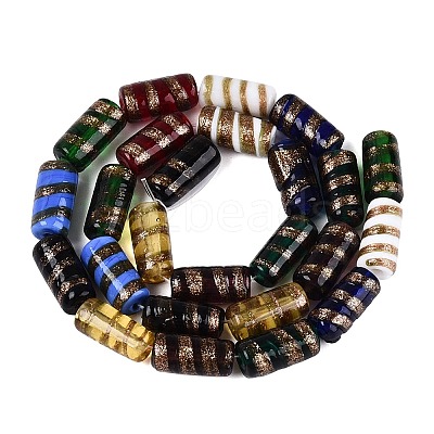 Handmade Gold Sand Lampwork Beads Strands LAMP-Q041-02-1