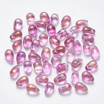Transparent Spray Painted Glass Charms GLAA-R211-03-B01-1