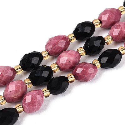 Natural Obsidian & Rhodonite Beads Strands G-N358-04A-04-1