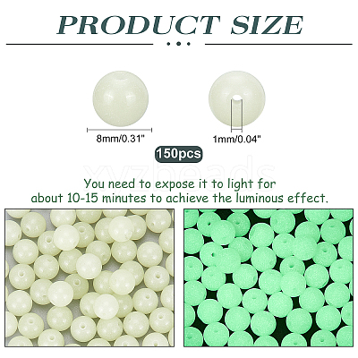 150Pcs Synthetic Luminous Stone Beads Strands G-PH0019-18-1