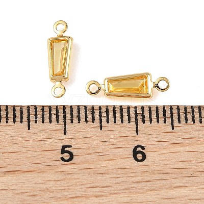 SHEGRACE Brass Pave Cubic Zirconia Trapezoid Connector Charms XGRQ2O758-444C-G-1